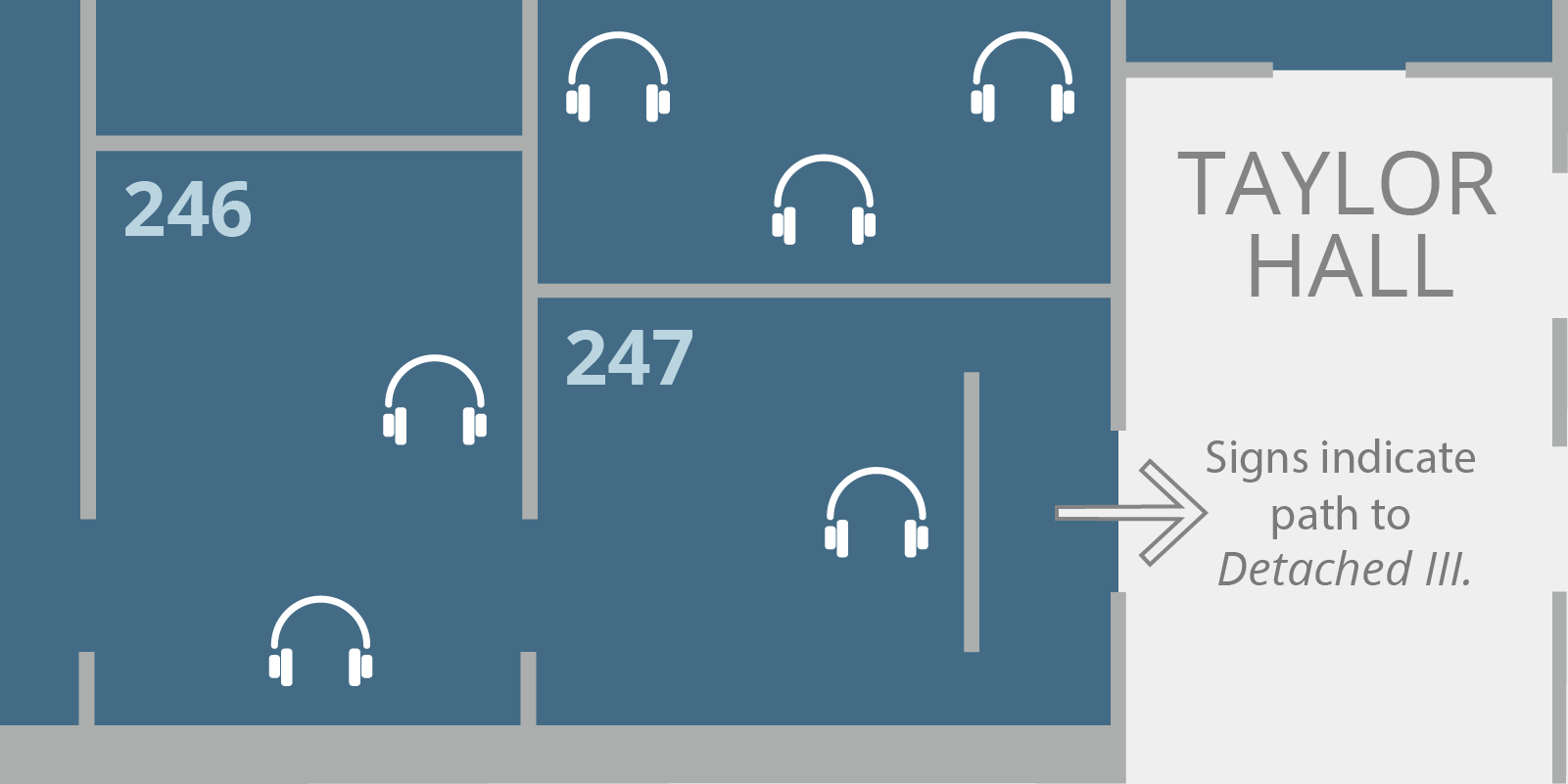 Whiteread Wayfinding indicating to follow signage path to Detached III