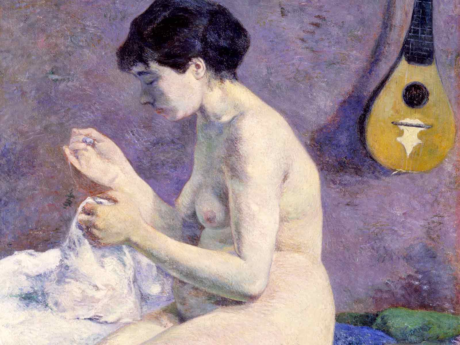 Paul Gauguin, Woman Sewing, or Nude Study, detail, 1880