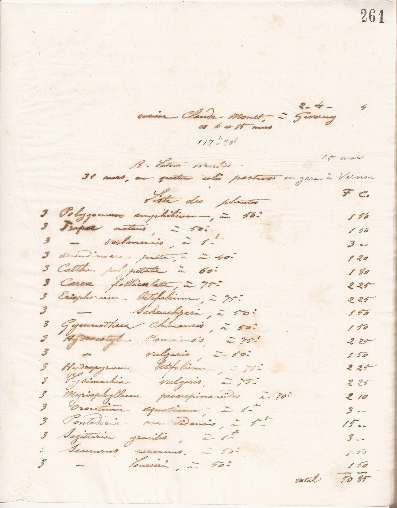 Latour-Marliac invoice from 1894 page 1