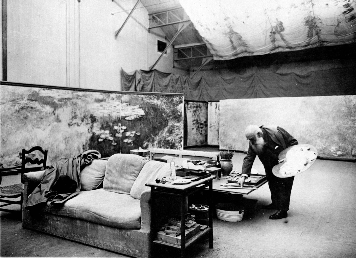 Claude Monet in his atelier, 1920