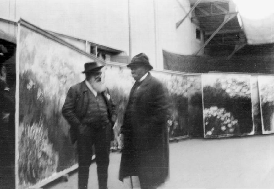 Claude Monet and Georges Clemenceau in the studio at Giverny