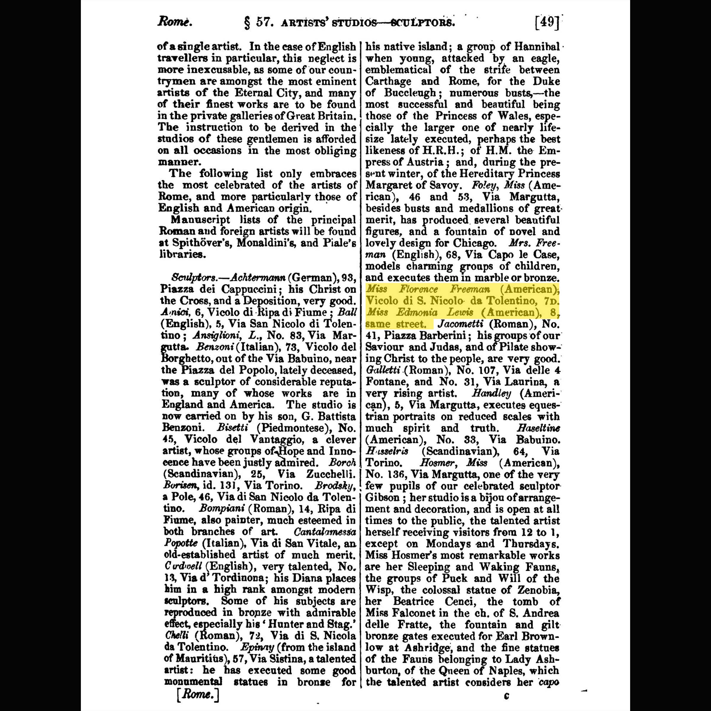 A 19th-century publication about artist studios in Rome, Italy.