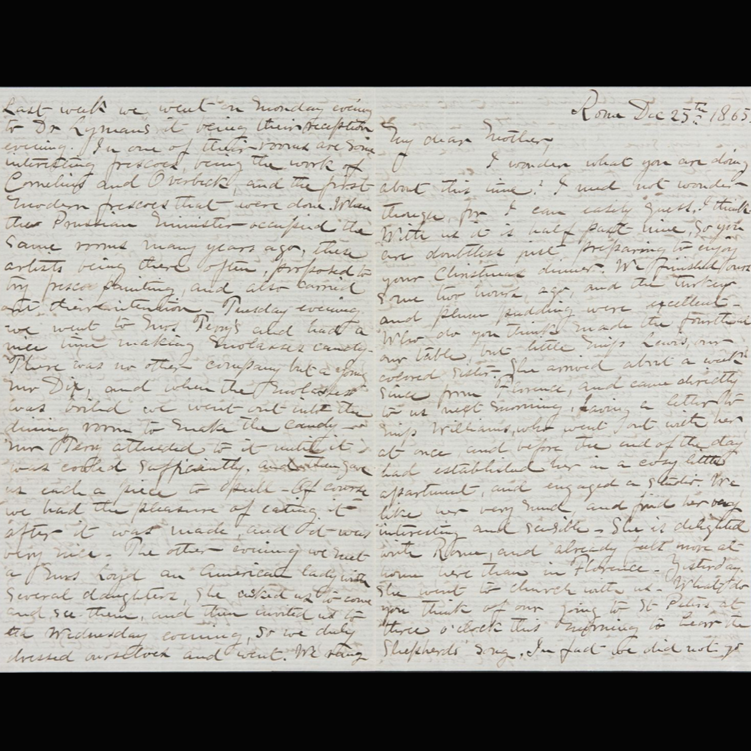 A handwritten letter from the 19th century, comprised of two columns of text.