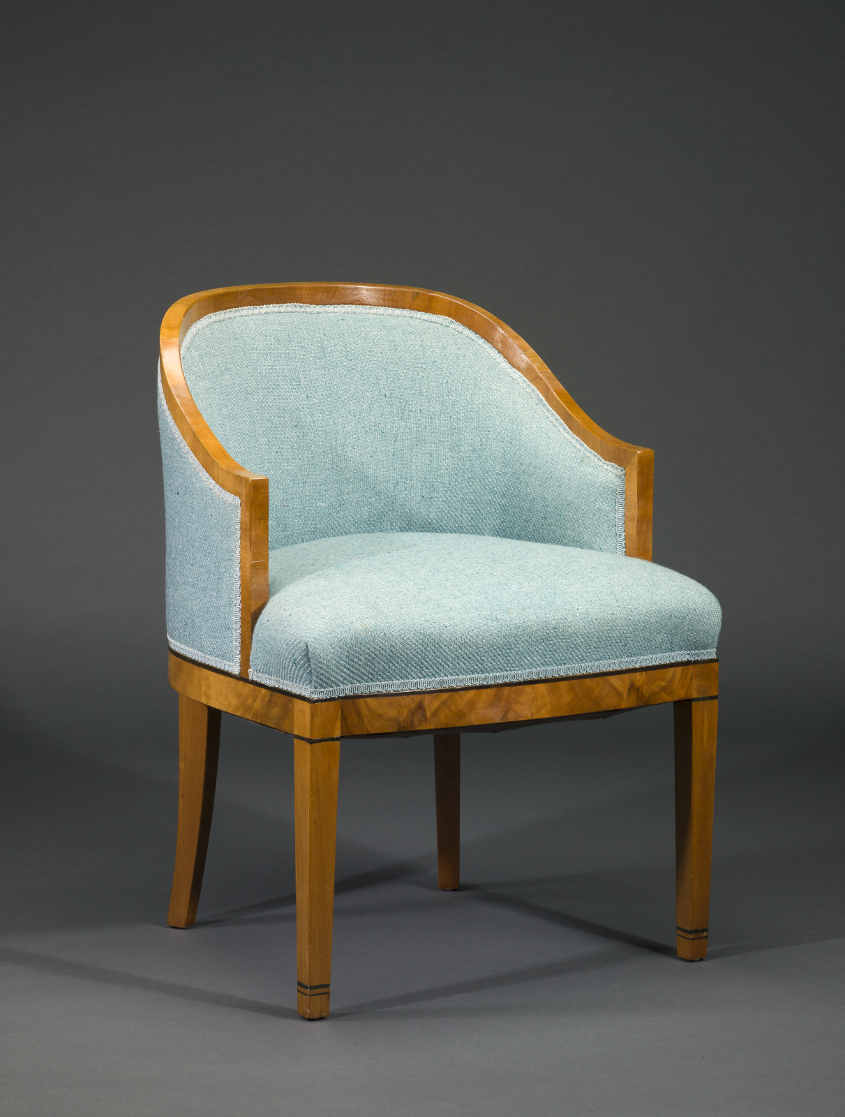 Armchair, Charles Eames, American, 1907–1978, 1936–38, Cherry veneer, replacement wool upholstery