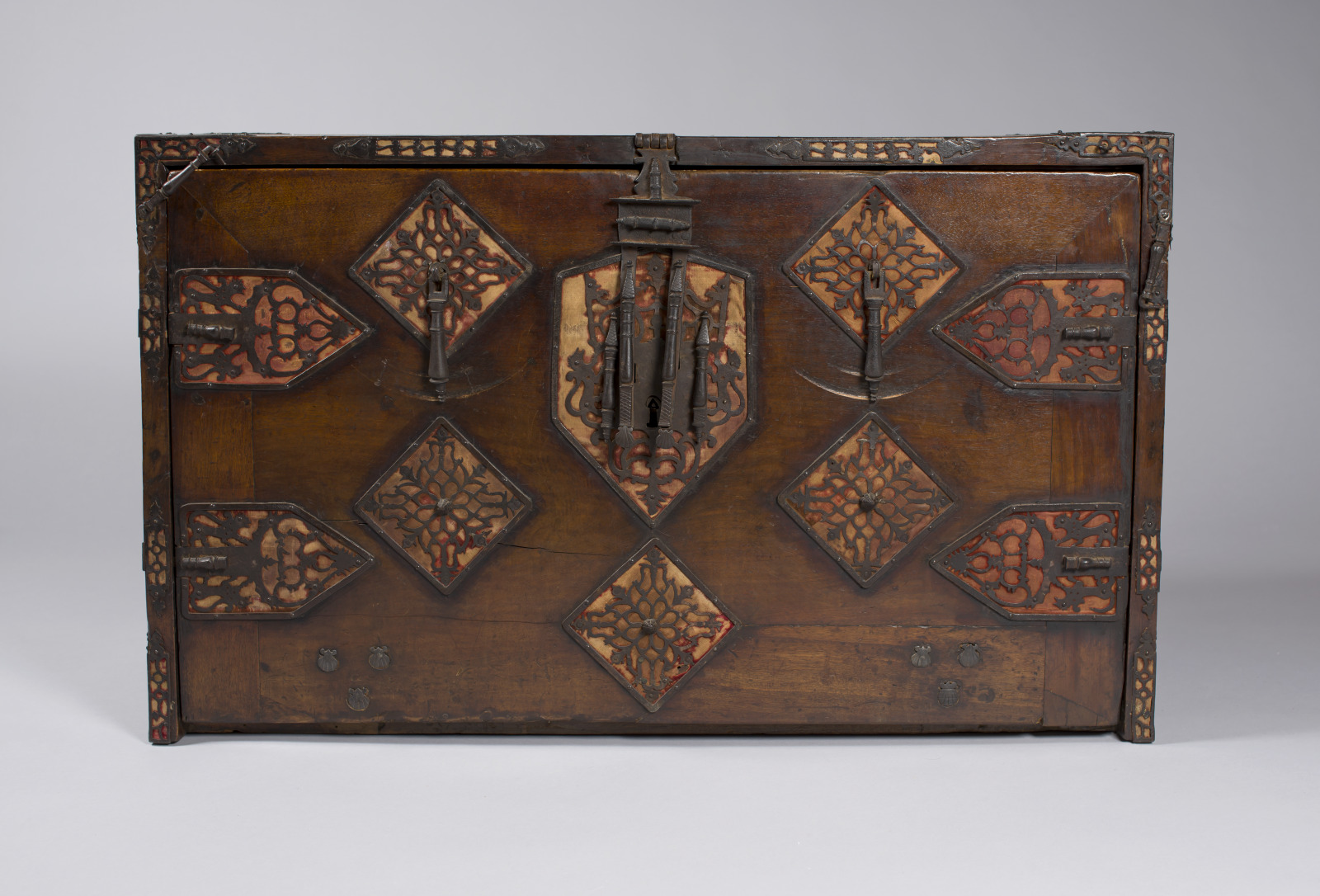 Vargueño, Spanish, 17th century, Walnut and ivory or bone