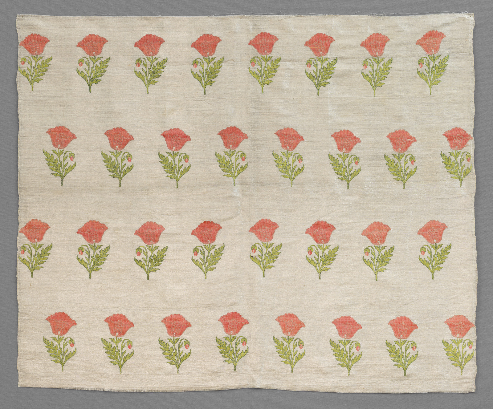 Length of Fabric with Design of Poppies