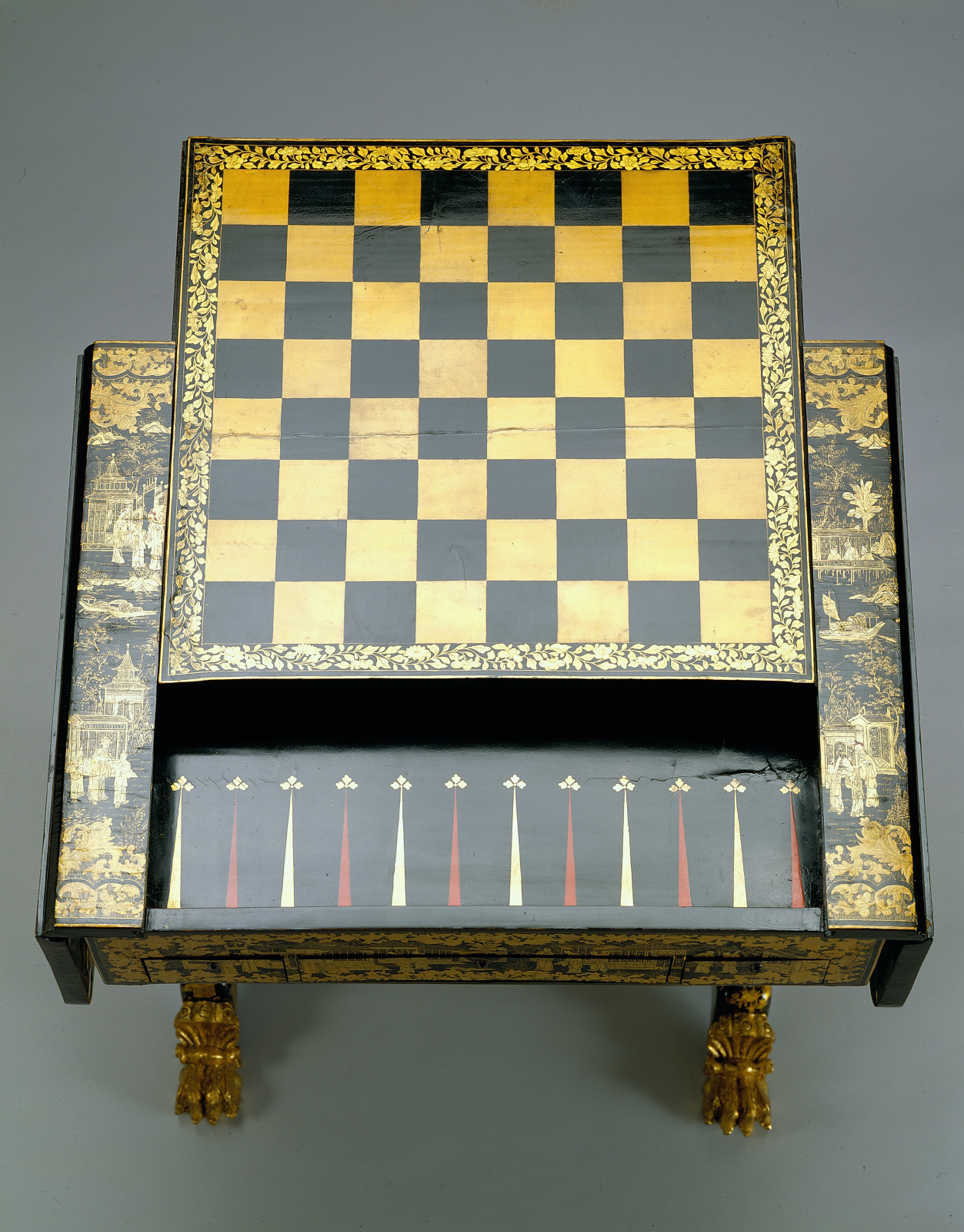 Sofa Table, Chinese, c.1840, Cedar, lacquer, and gilding