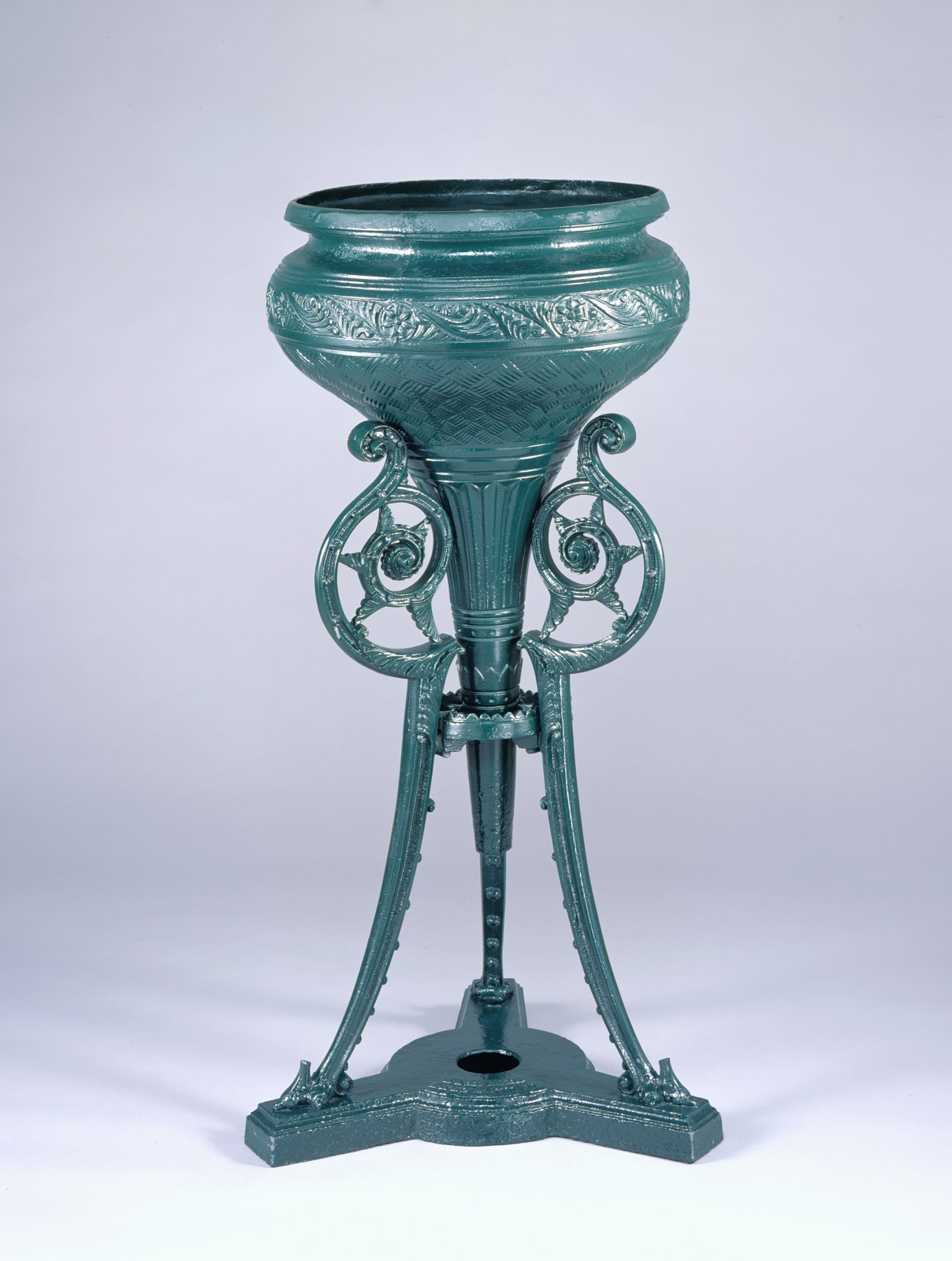 Urn and Stand, One of a Pair, Hecla Works, Brooklyn, New York, active 1886–1920, 1886–95, Painted cast iron