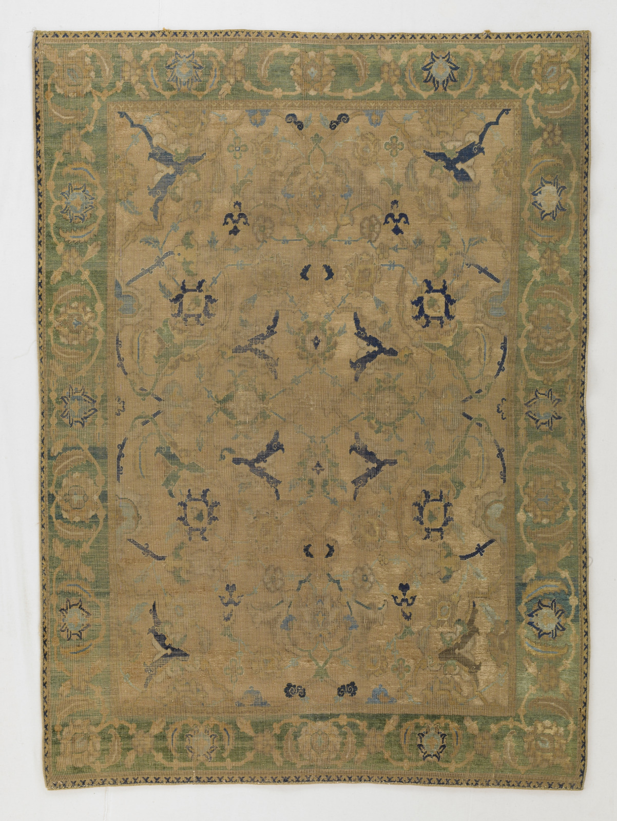 “Polonaise” Carpet with Split-Leaf Arabesque and Palmette Design on Silver Ground