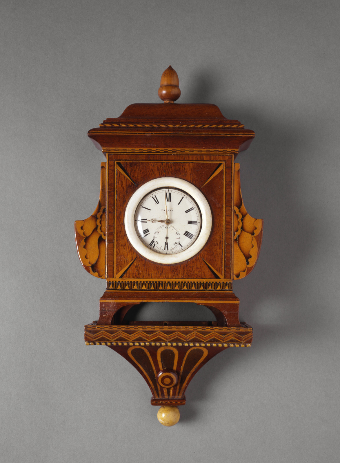 Watch Holder with Bracket, possibly David Poignand, American (born England), 1759–1830, c.1790–1800, Mahogany, holly, and ot…