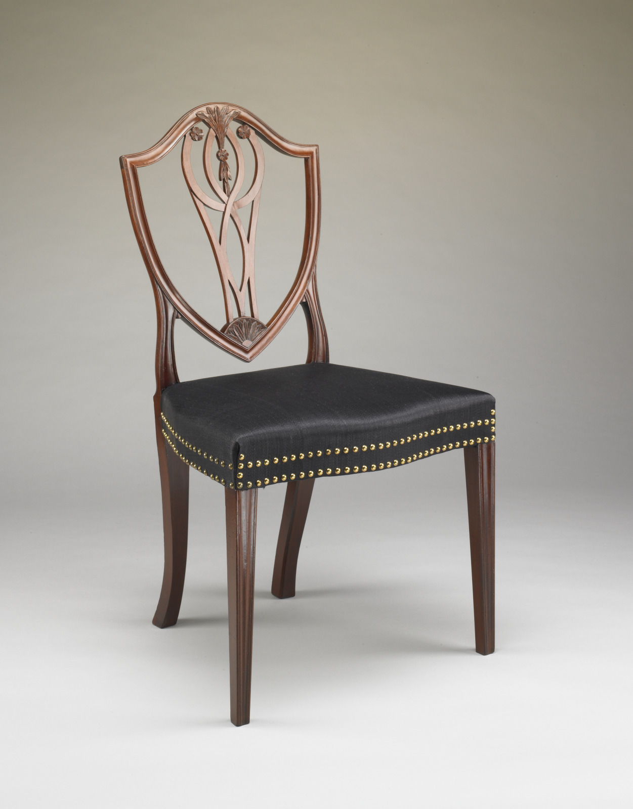 Chair, American, 1790–1800, Mahogany, pine, reproduction haircloth, and brass