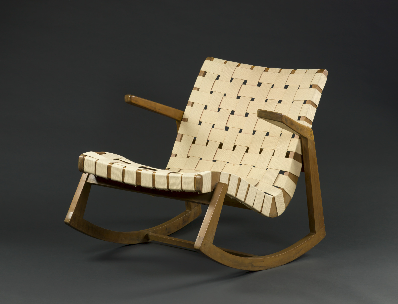 Rocker, Ralph Earl Rapson, American, 1914–2008, 1945, Maple and canvas
