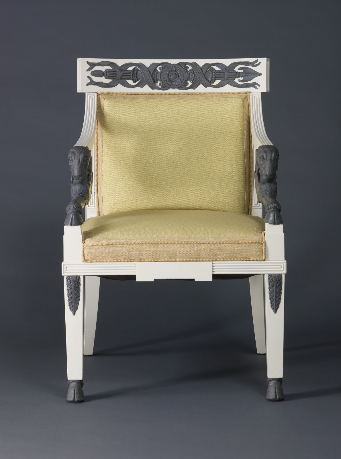 Armchair, Victor Proetz, American, 1897–1966, 1941–42, Lacquered wood and replacement cotton upholstery