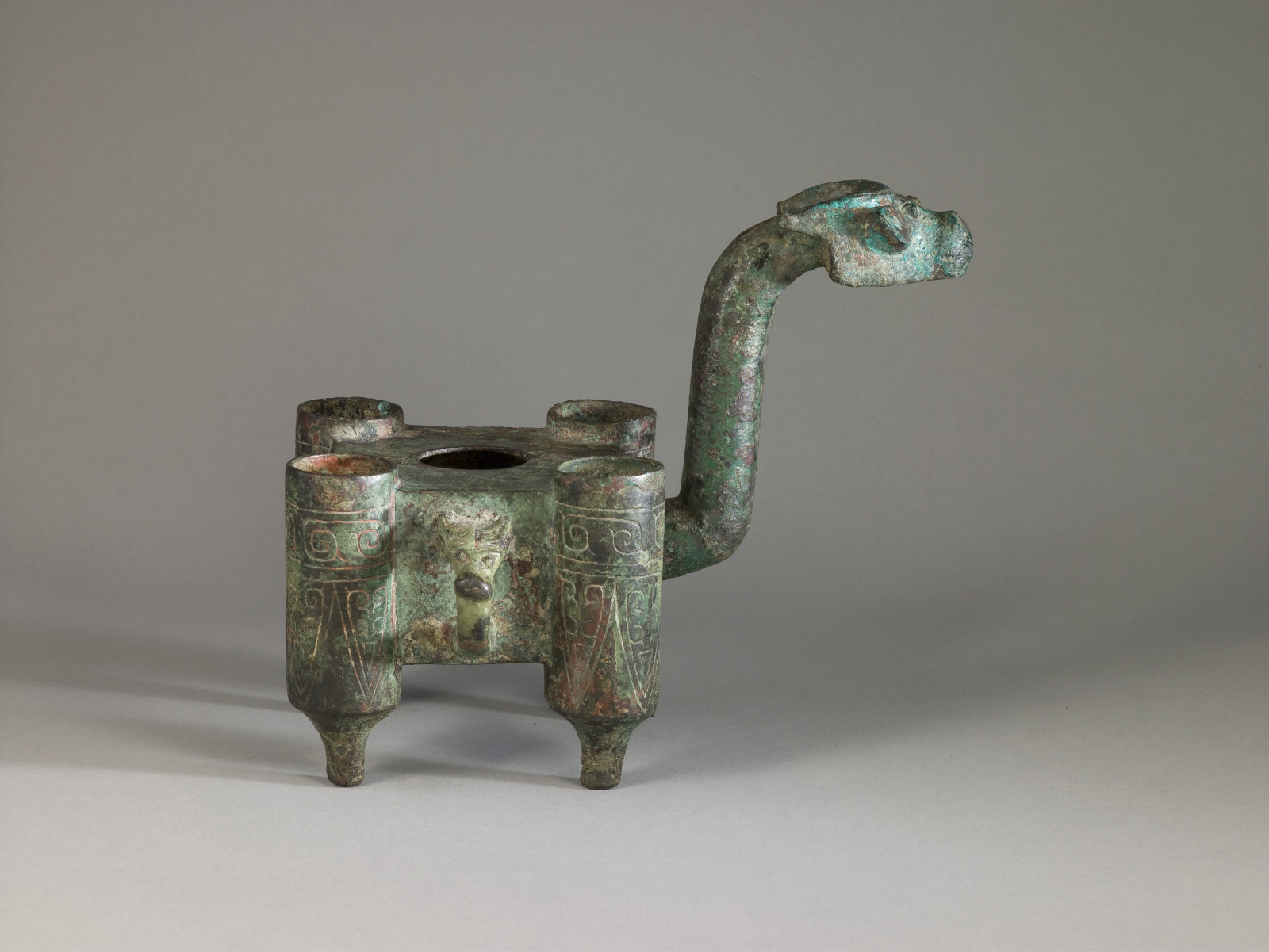 Pigment Container (tiao se qi) with Elongated Neck and Water Buffalo Head