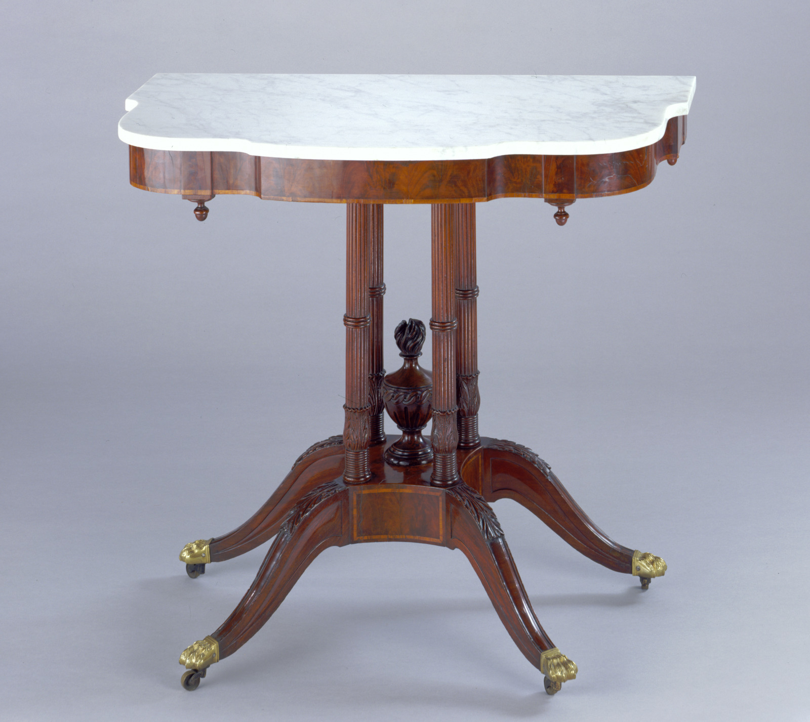 Console Table, American, 1815–20, Mahogany, marble, and brass