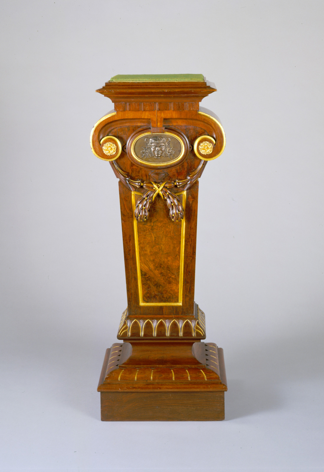 Pedestal, Pottier and Stymus, New York, New York, active 1859–1888, 1870–75, Walnut, rosewood, gilding, and copper