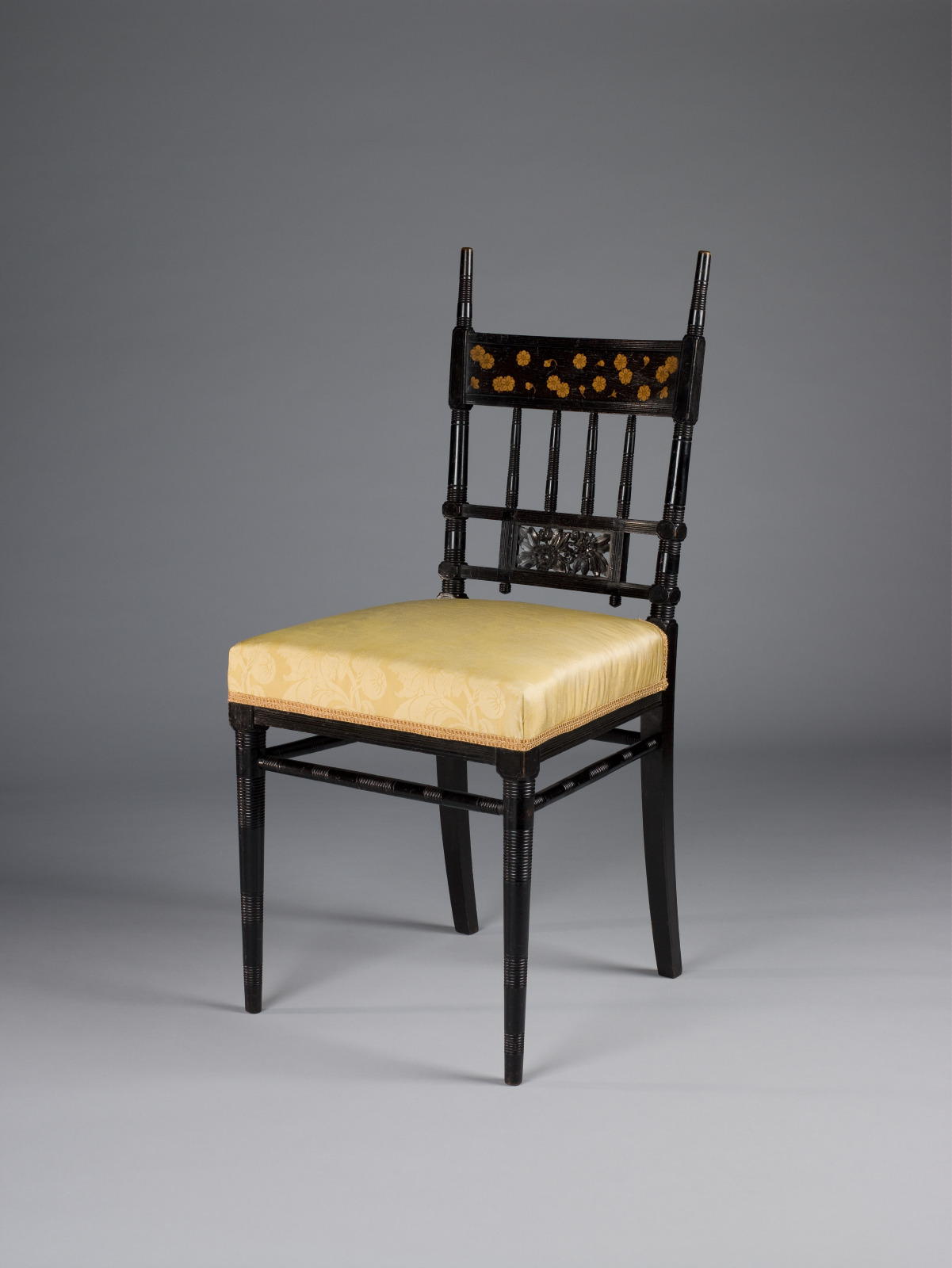 Chair, Herter Brothers, New York, New York, active 1864–1906, c.1880, Ebonized cherry and ebony with light wood marquetry, r…