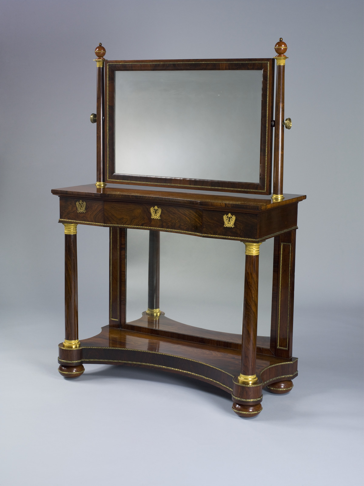 Dressing Table and Mirror, Isaac Vose & Son, Boston, Massachusetts, active 1819–1824, 1819–24, Rosewood, mahogany, baywood,…