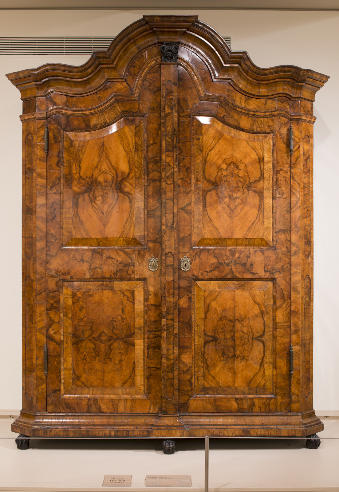 Wardrobe, German, c.1760, Walnut, oak, pine, and brass