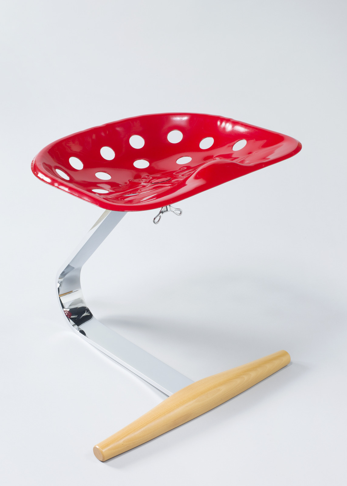 Mezzadro Stool, Achille Castiglioni, Italian, 1918–2002, designed 1957–71, manufactured 1996, Chromed-plated steel, lacquere…