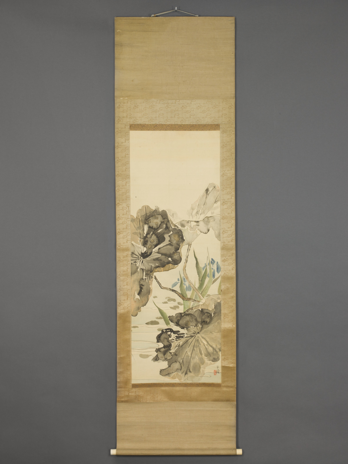 Lotus Pond with Irises