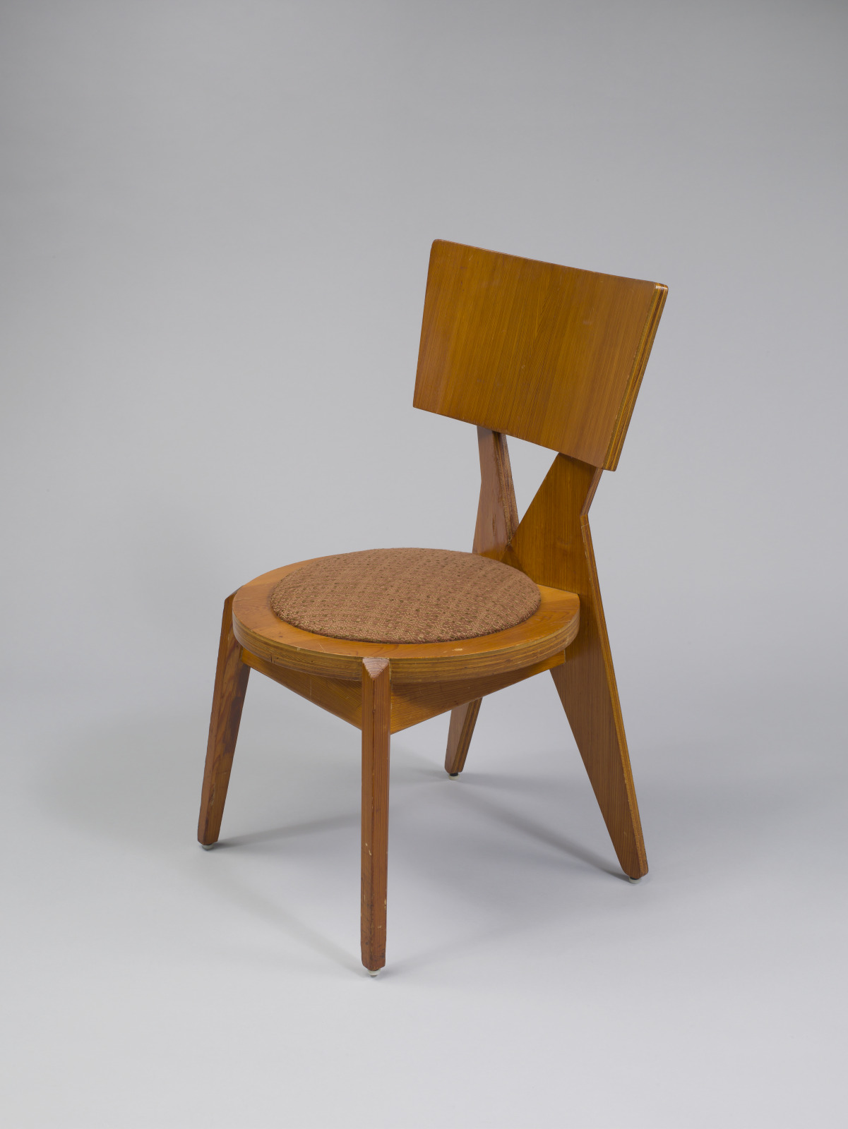 Chair, Frank Lloyd Wright, American, 1867–1959, designed 1952, manufactured 1960, Plywood with upholstered seat