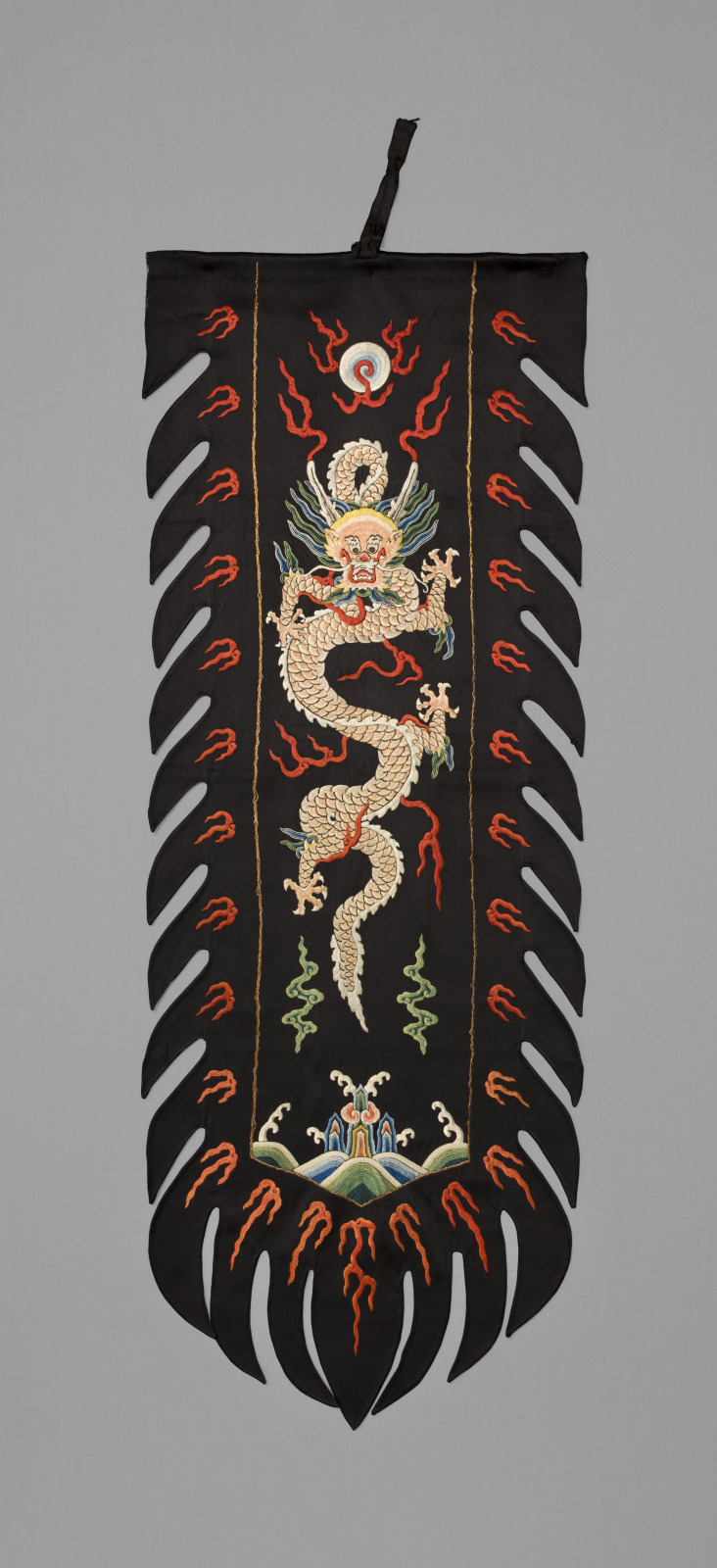 Banner with Design of Five-Clawed Dragon, Flaming Pearl, and Multicolored Clouds